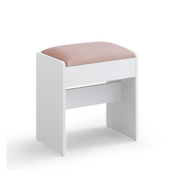 Hocker Rosa aus Samt in Mattweiss und Pastellrosa